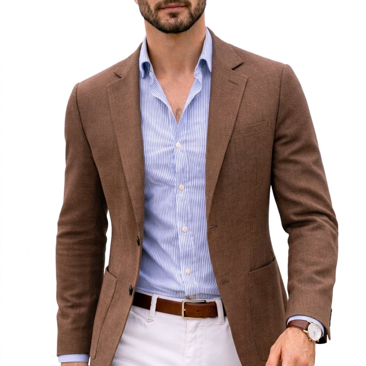Men's Tailored Knit Blazer Mens Winter Coat Notch Lapel - Image 5