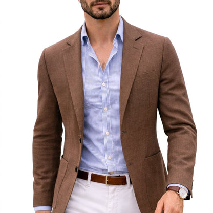Men's Tailored Knit Blazer Mens Winter Coat Notch Lapel - Image 5