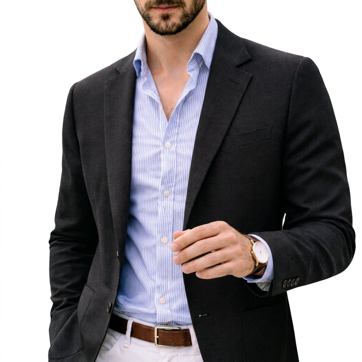 Men's Tailored Knit Blazer Mens Winter Coat Notch Lapel - Image 7