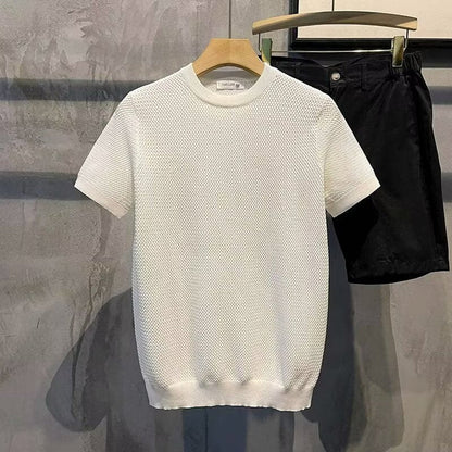Men's Textured Knit Crewneck Sweater Relaxed Fit - Image 2