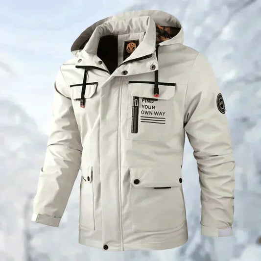 Men's Waterproof Hooded Quilted Jacket Windproof Outdoor Parka - Image 1