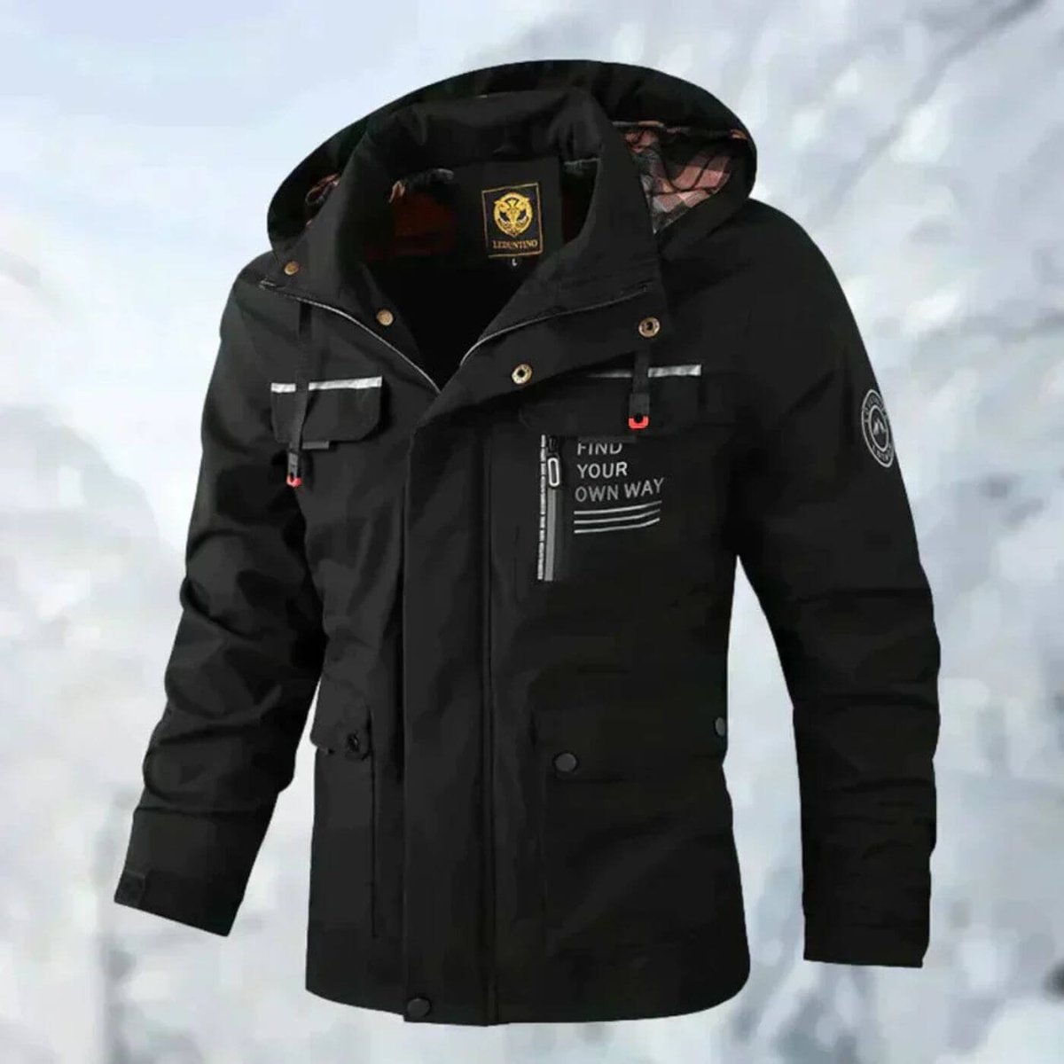 Men's Waterproof Hooded Quilted Jacket Windproof Outdoor Parka - Image 5
