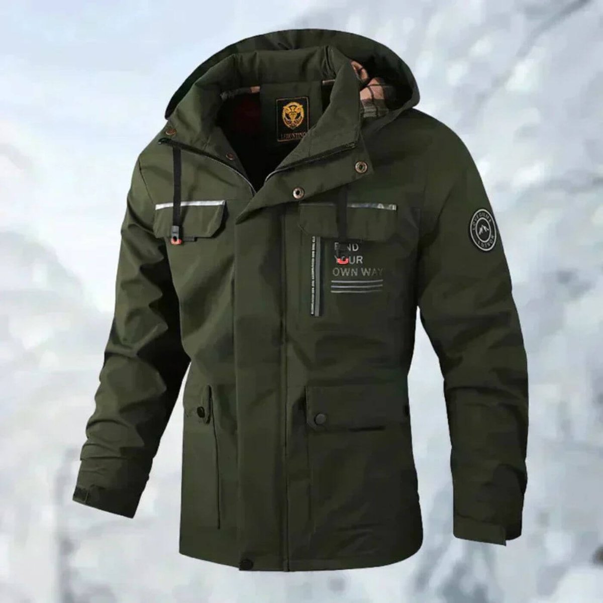 Men's Waterproof Hooded Quilted Jacket Windproof Outdoor Parka - Image 7