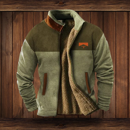 Men's Western Sherpa-Lined Full-Zip Fleece Bomber Jacket - Image 8