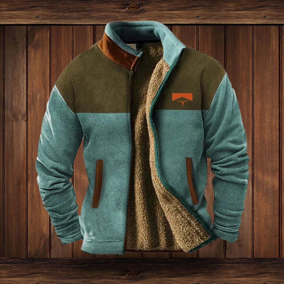 Men's Western Sherpa-Lined Full-Zip Fleece Bomber Jacket - Image 9