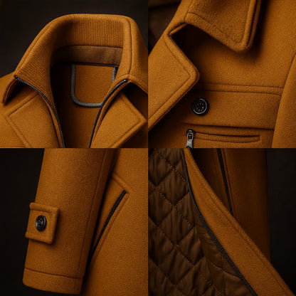 Men's Wool Coat Double-Collar Quilted-Lined Overcoat - Image 2
