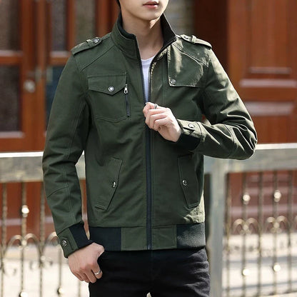 Men's Zip Up Casual Bomber Jacket - Image 2
