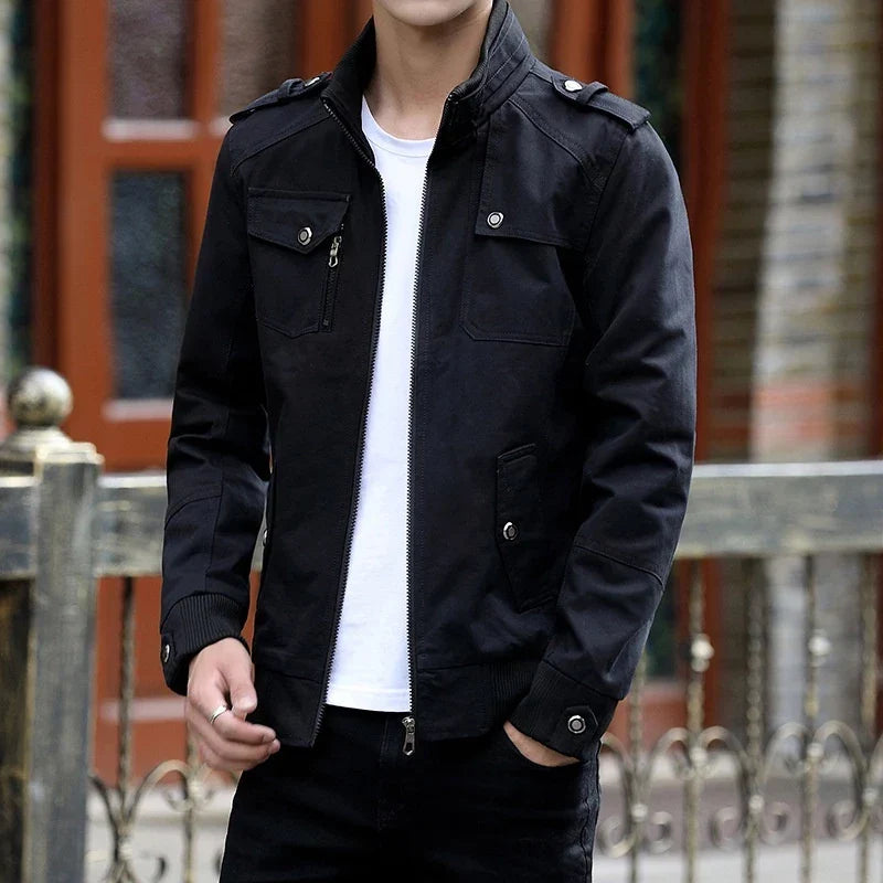 Men's Zip Up Casual Bomber Jacket - Image 5