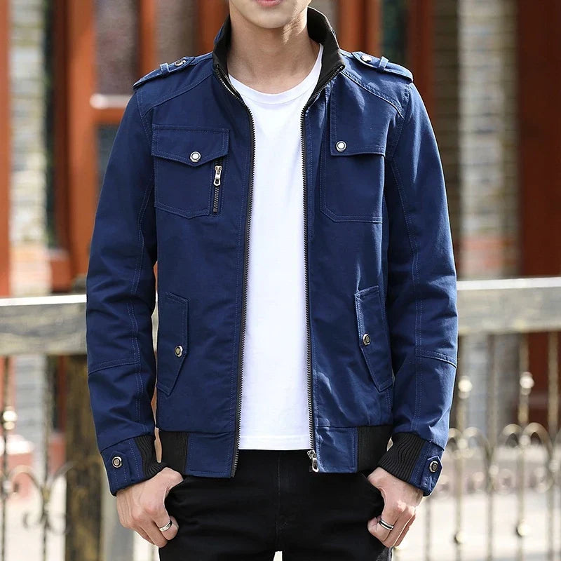 Men's Zip Up Casual Bomber Jacket - Image 6