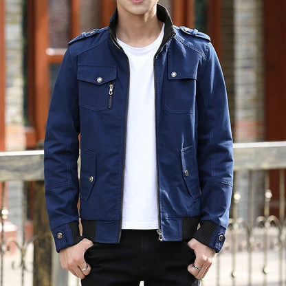 Men's Zip Up Casual Bomber Jacket - Image 6