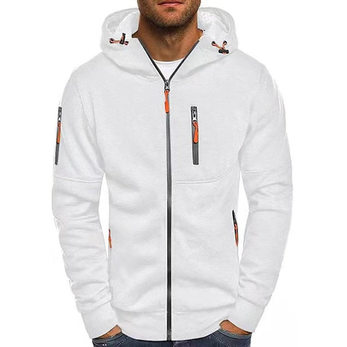 Men's Zip-Up Hooded Knit Sweater Fleece Pullover Hoodie - Image 1