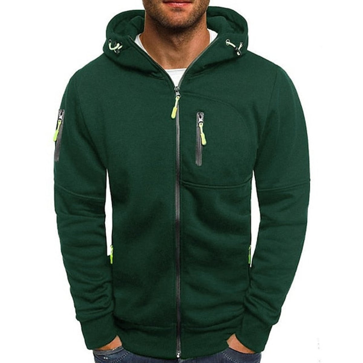 Men's Zip-Up Hooded Knit Sweater Fleece Pullover Hoodie - Image 4