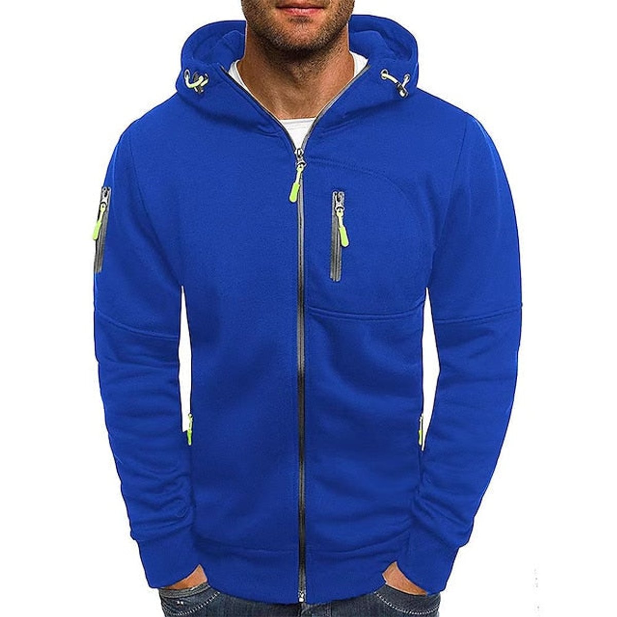 Men's Zip-Up Hooded Knit Sweater Fleece Pullover Hoodie - Image 6