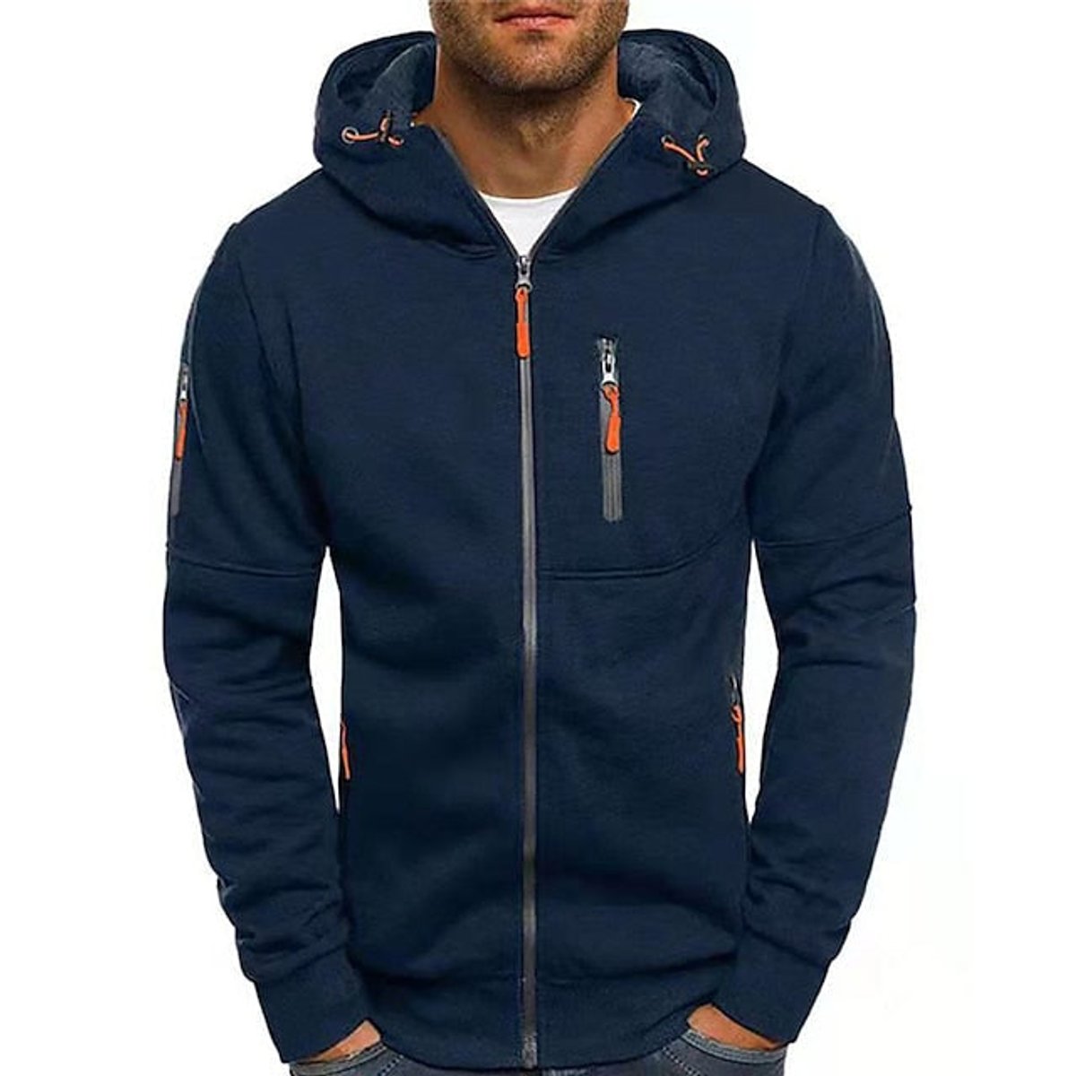 Men's Zip-Up Hooded Knit Sweater Fleece Pullover Hoodie - Image 8