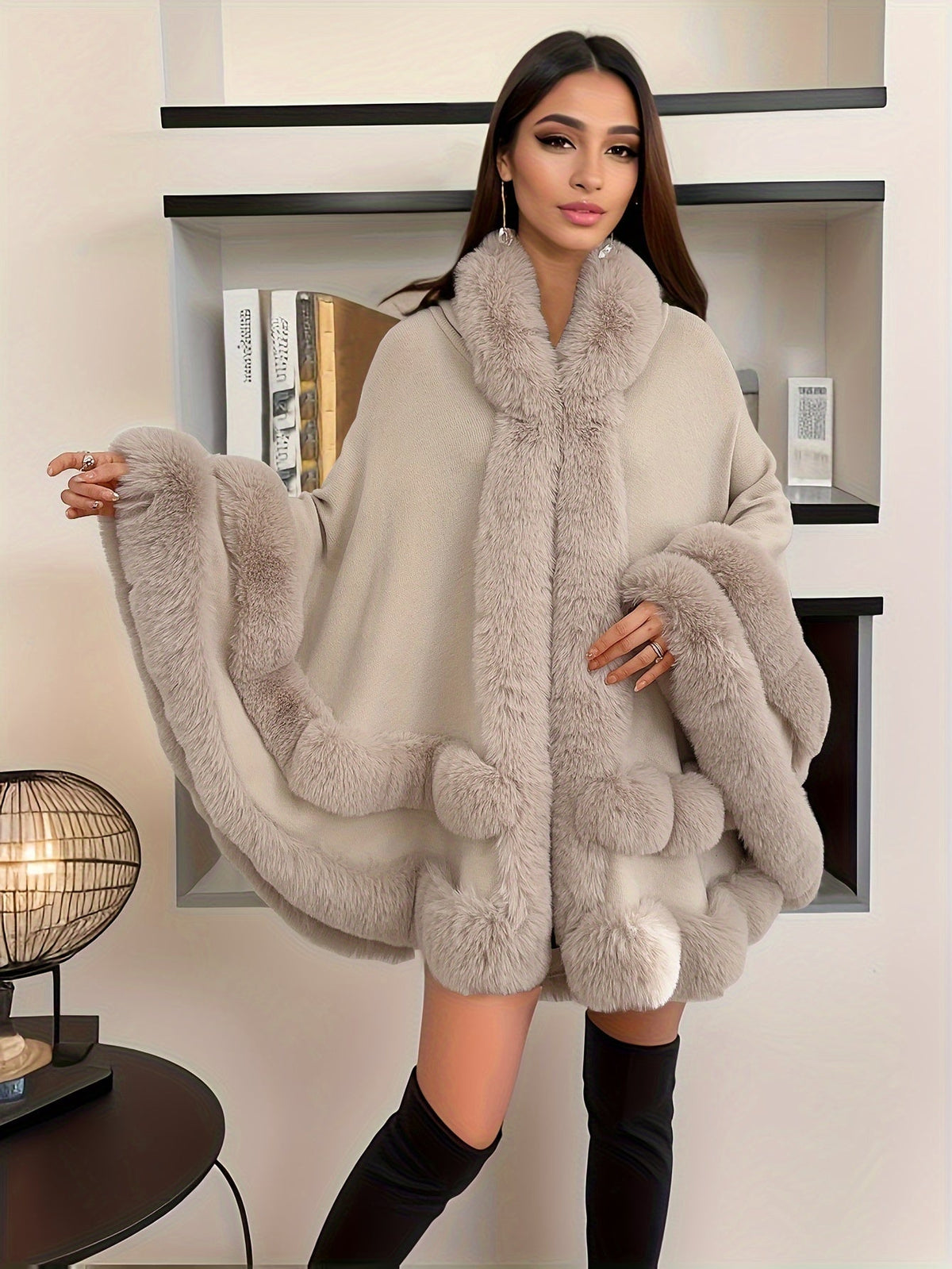 Oversized Furry Cape Jas for Women - Fiona - Image 3