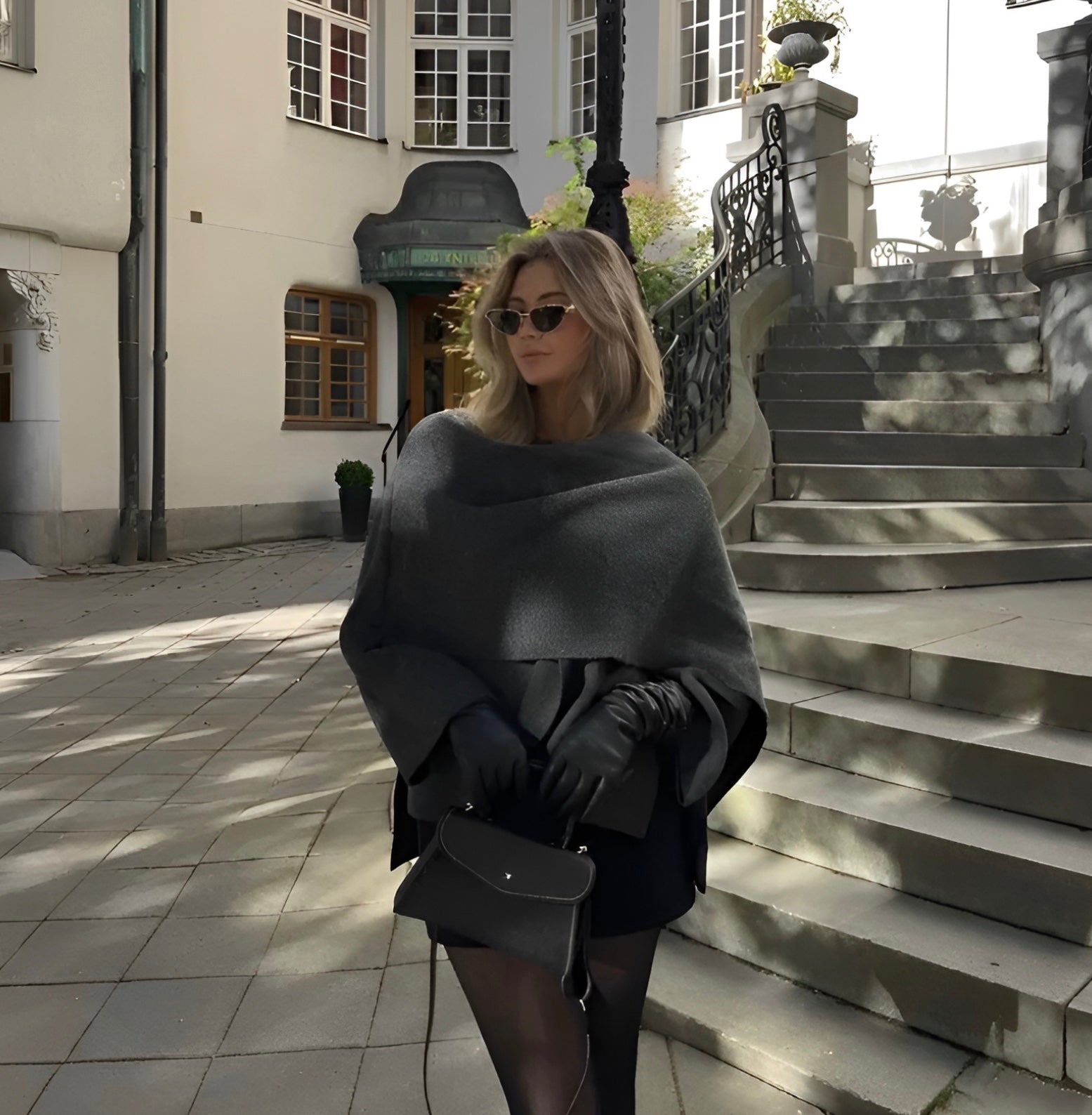 Stylish Ladies Winter Poncho - Ella - Image 3