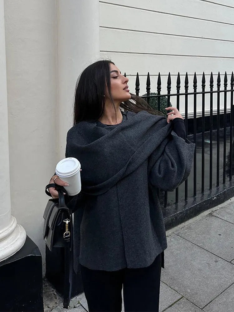 Stylish Ladies Winter Poncho - Ella - Image 4