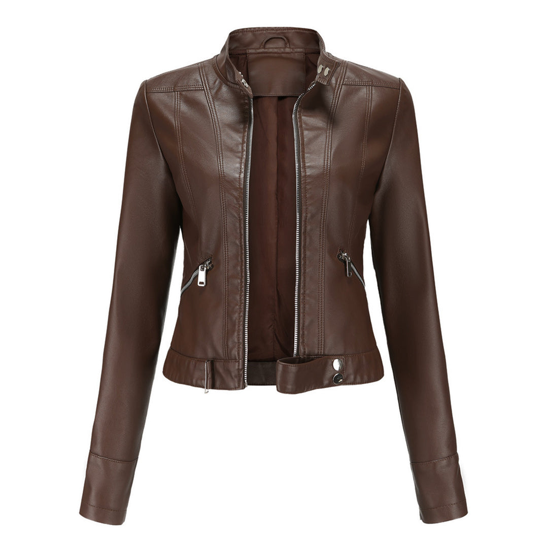 Stylish women's leather jacket in classic design – Marlene - Image 4