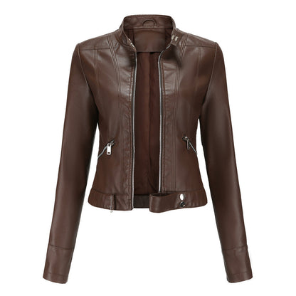 Stylish women's leather jacket in classic design – Marlene - Image 4