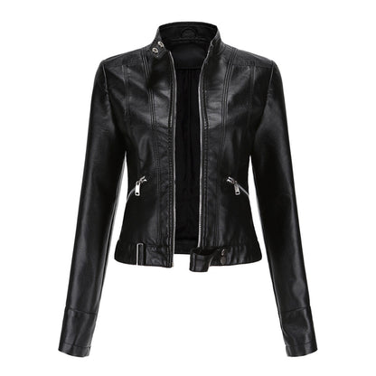 Stylish women's leather jacket in classic design – Marlene - Image 2