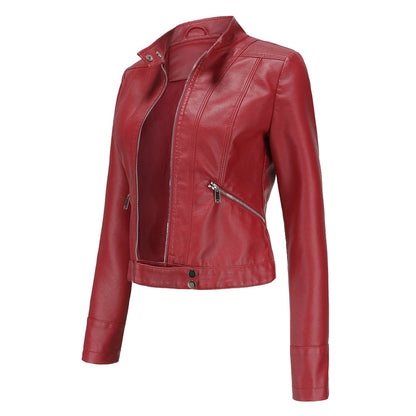 Stylish women's leather jacket in classic design – Marlene - Image 10