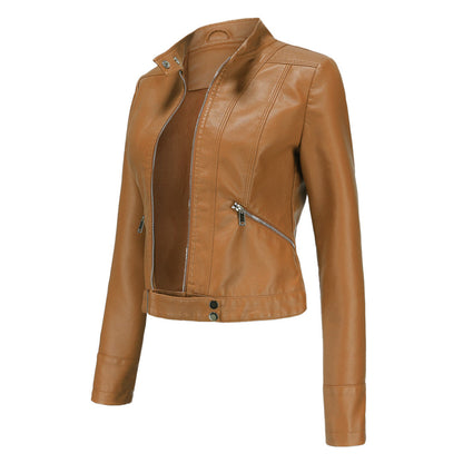 Stylish women's leather jacket in classic design – Marlene - Image 12