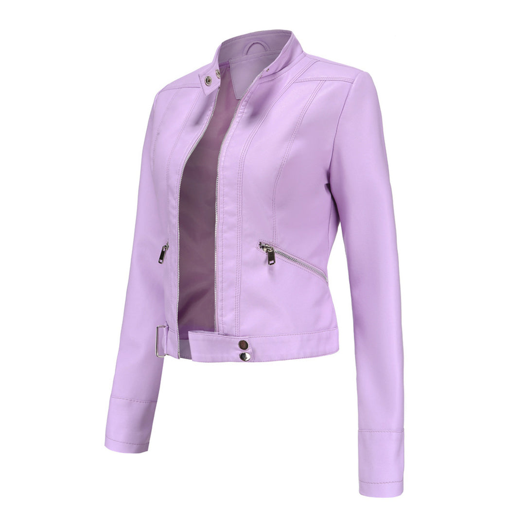 Stylish women's leather jacket in classic design – Marlene - Image 13