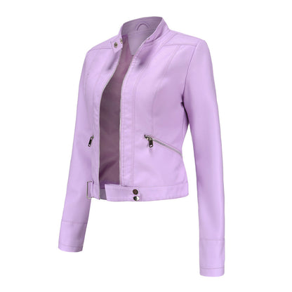 Stylish women's leather jacket in classic design – Marlene - Image 13