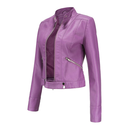 Stylish women's leather jacket in classic design – Marlene - Image 14