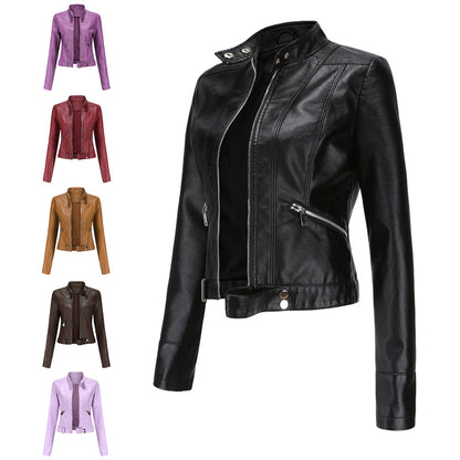 Stylish women's leather jacket in classic design – Marlene - Image 15