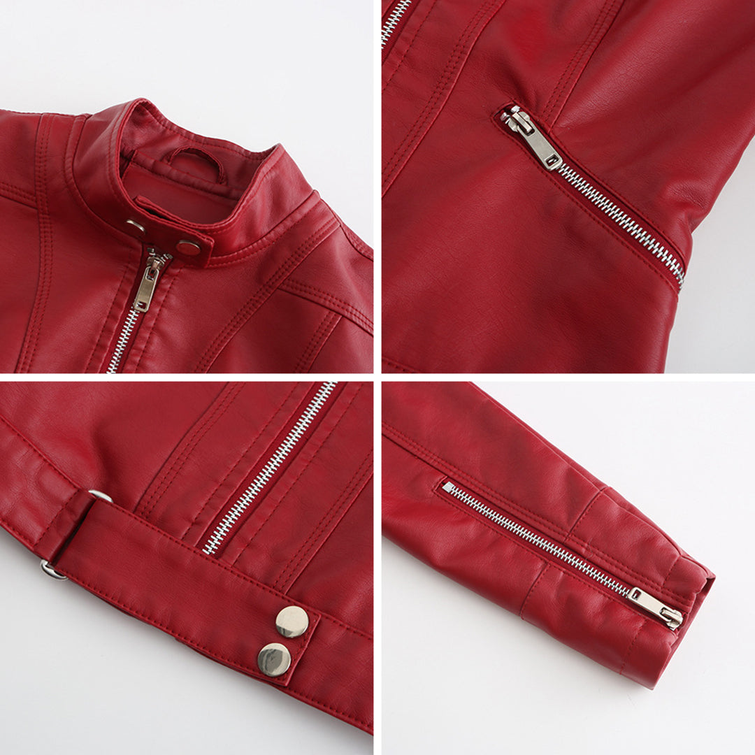 Stylish women's leather jacket in classic design – Marlene - Image 8