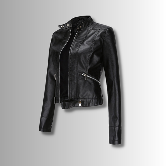 Stylish women's leather jacket in classic design – Marlene - Image 1