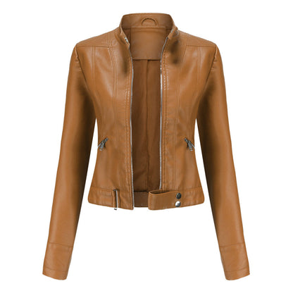 Stylish women's leather jacket in classic design – Marlene - Image 5