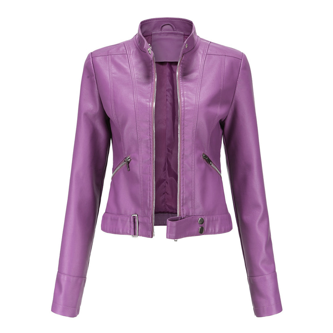 Stylish women's leather jacket in classic design – Marlene - Image 7