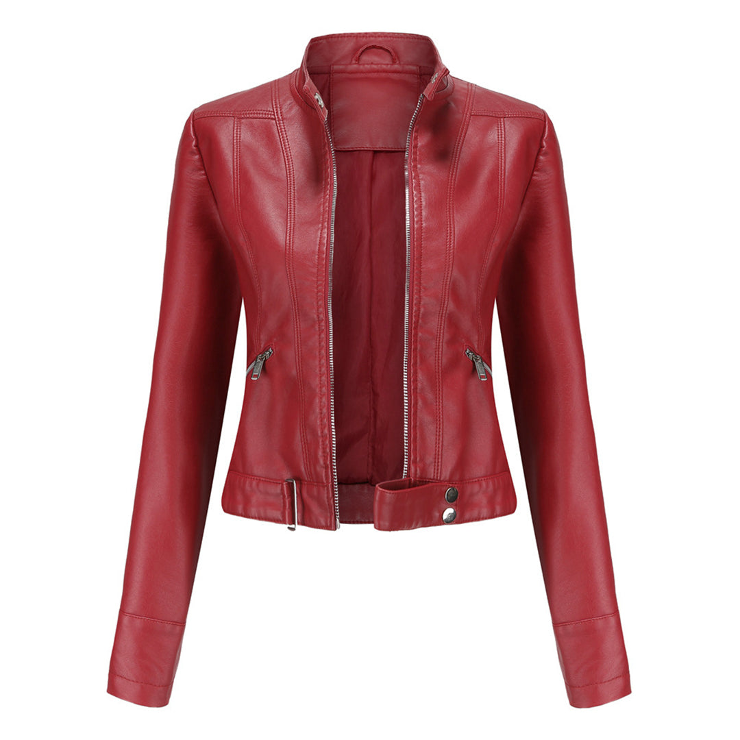 Stylish women's leather jacket in classic design – Marlene - Image 3