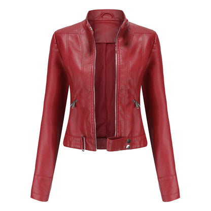 Stylish women's leather jacket in classic design – Marlene - Image 3