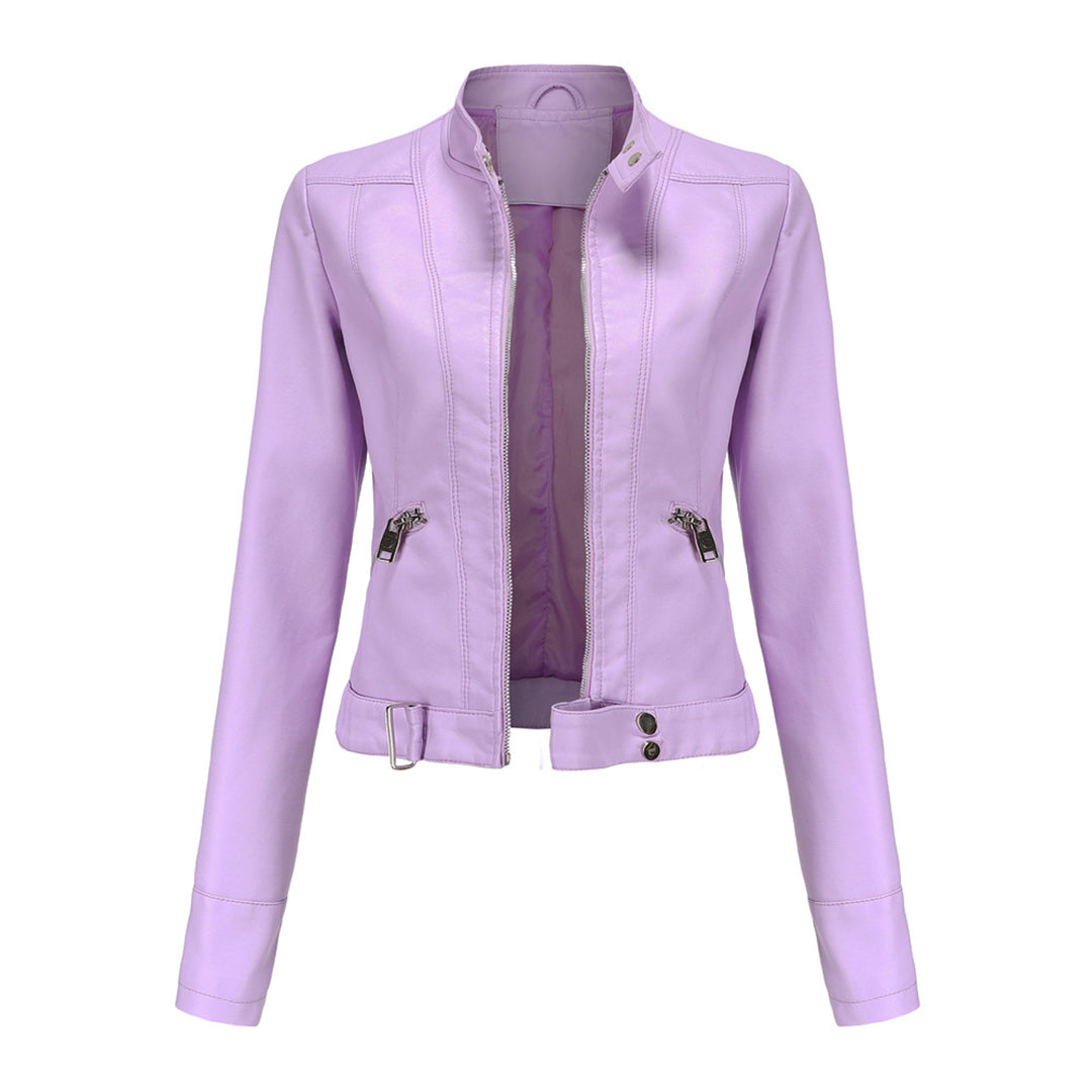 Stylish women's leather jacket in classic design – Marlene - Image 6