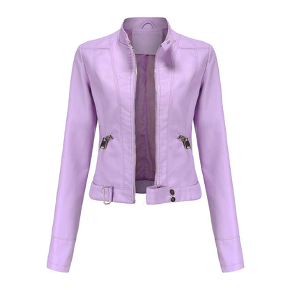 Stylish women's leather jacket in classic design – Marlene - Image 6