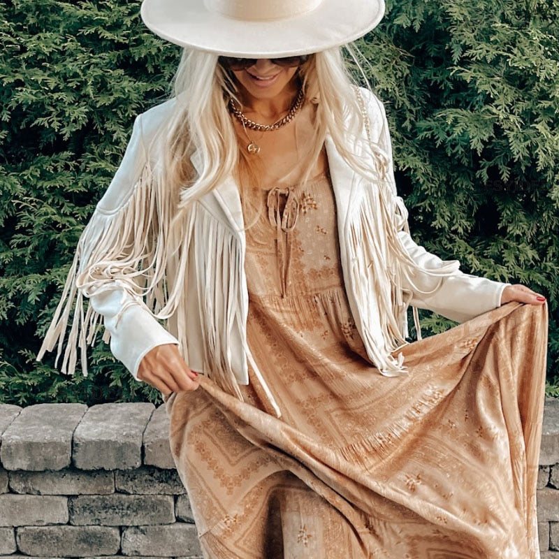 Trendy Suede Ladies Jacket with Fringes - Isabella - Image 10