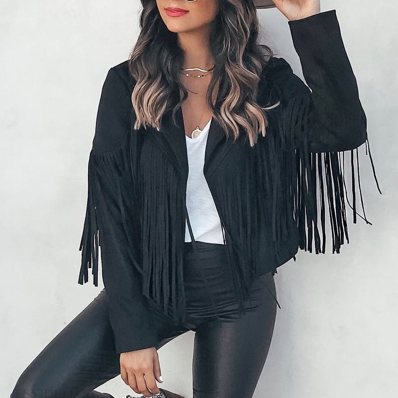 Trendy Suede Ladies Jacket with Fringes - Isabella - Image 2