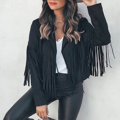 Trendy Suede Ladies Jacket with Fringes - Isabella - Image 2