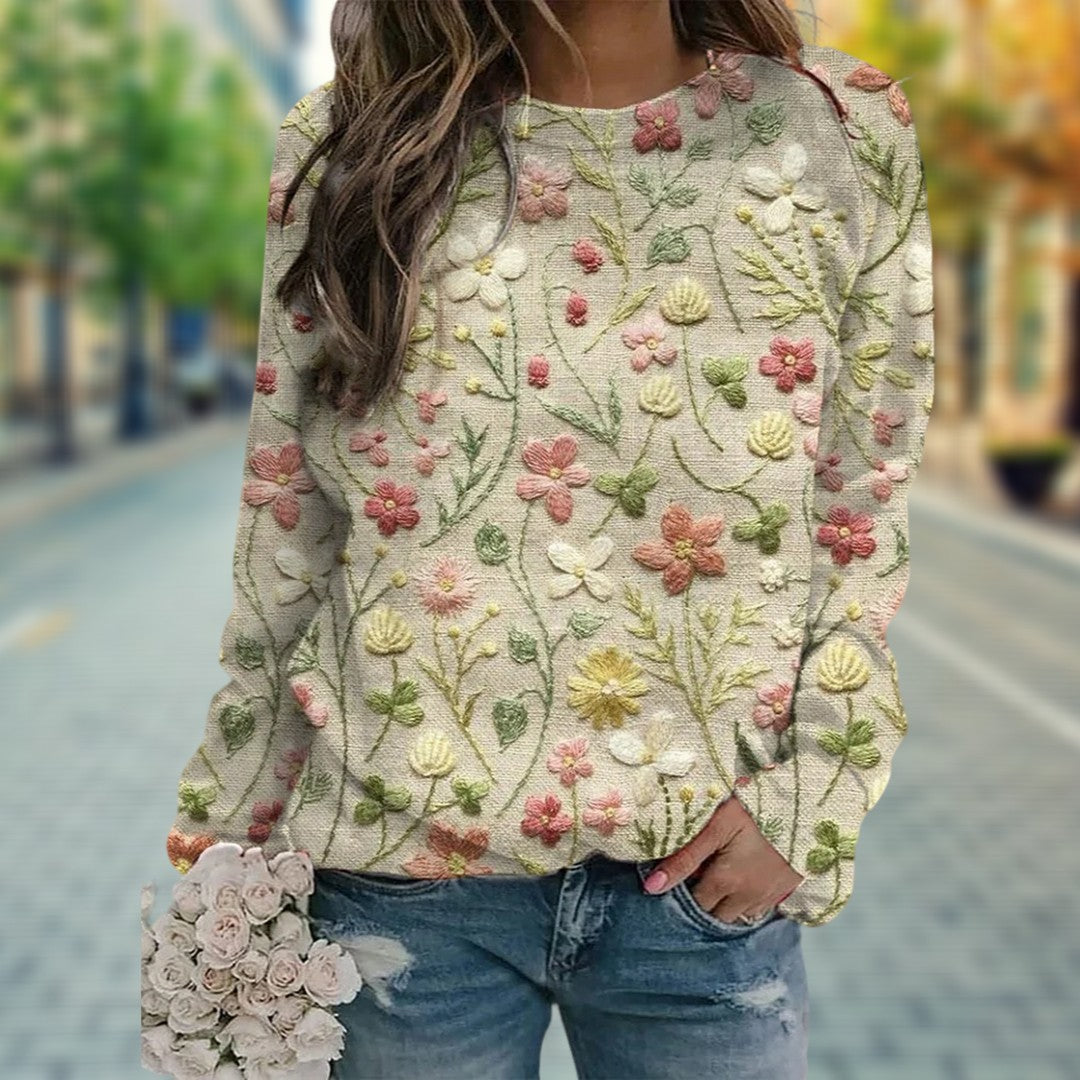Trendy Women's Sweater with Flower Print - Ava - Image 2