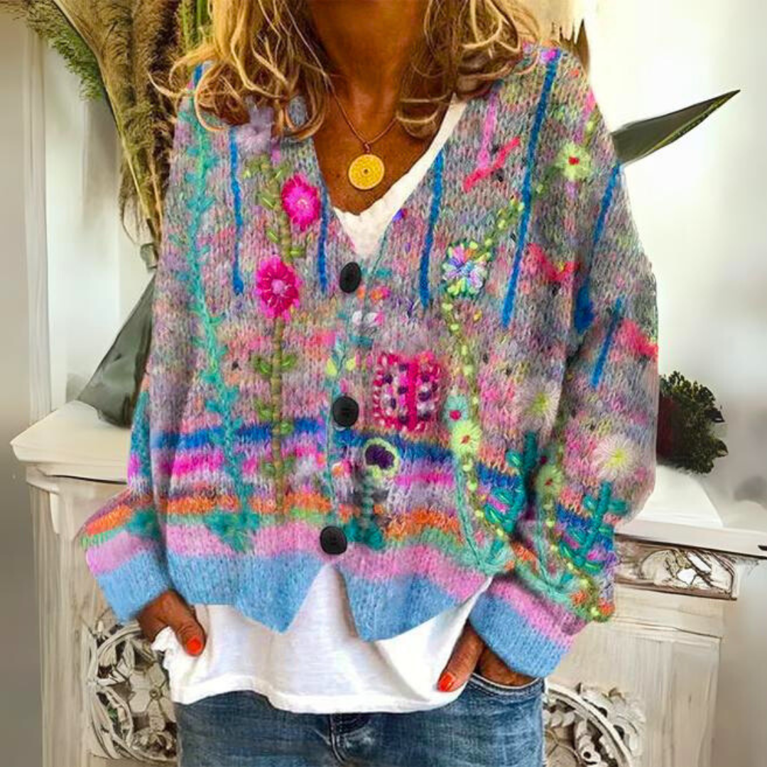 Warm Ladies Cardigan with Print – Liv - Image 4