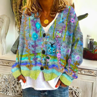 Warm Ladies Cardigan with Print – Liv - Image 3