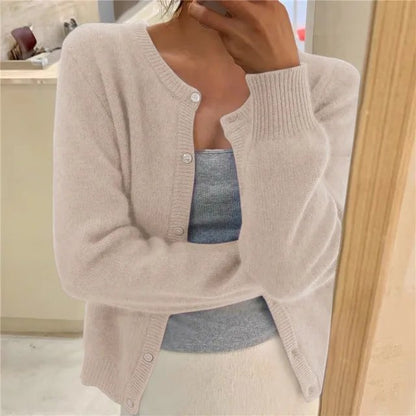 Women's Button Front Cardigan Cropped Relaxed Fit - Image 3