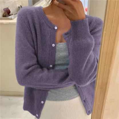 Women's Button Front Cardigan Cropped Relaxed Fit - Image 4