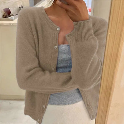 Women's Button Front Cardigan Cropped Relaxed Fit - Image 5