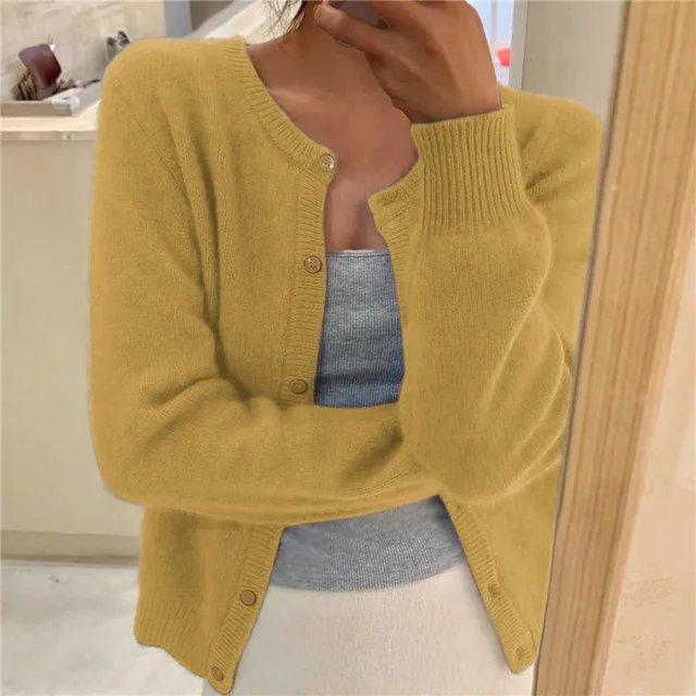 Women's Button Front Cardigan Cropped Relaxed Fit - Image 6