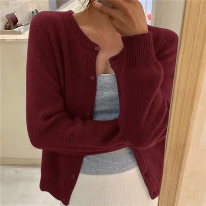 Women's Button Front Cardigan Cropped Relaxed Fit - Image 7