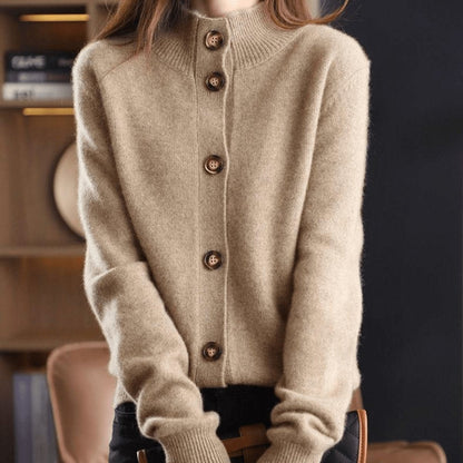 Women's Cashmere Blend Button-Front Knit Cardigan - Image 1